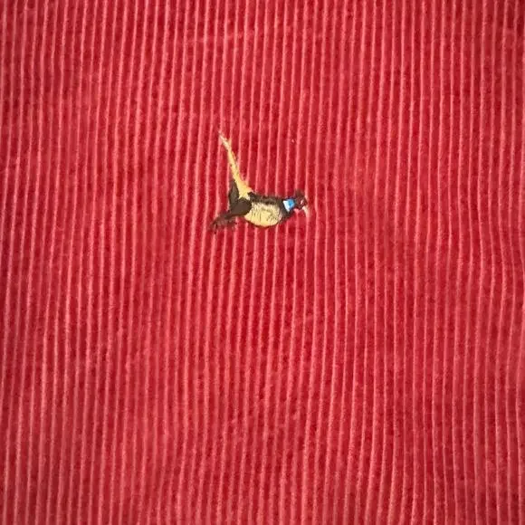 Rare Womens Small Red L.L.Bean corduroy chore jacket with embroidered Pheasants - Picture 6 of 7